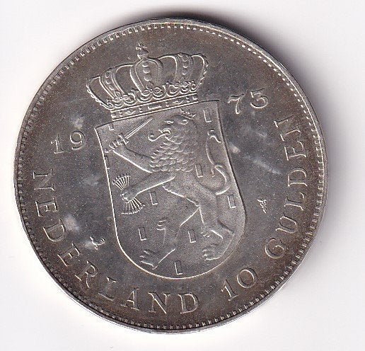 10 Gulden 1973 Zeer Fraai met Patina, Koningin Juliana, Verzenden, Zilver, Losse munt