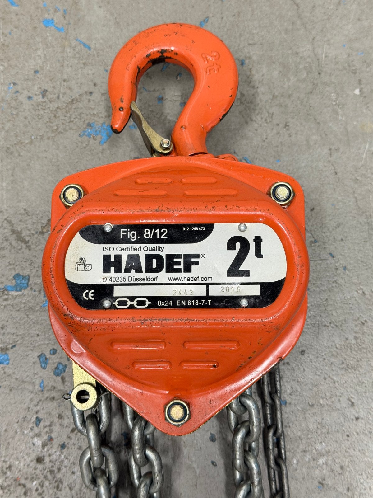 HADEF Takel 2 Ton - Handmatig, Doe-het-zelf en Verbouw, Lieren en Takels, Gebruikt, Handmatig, Ophalen