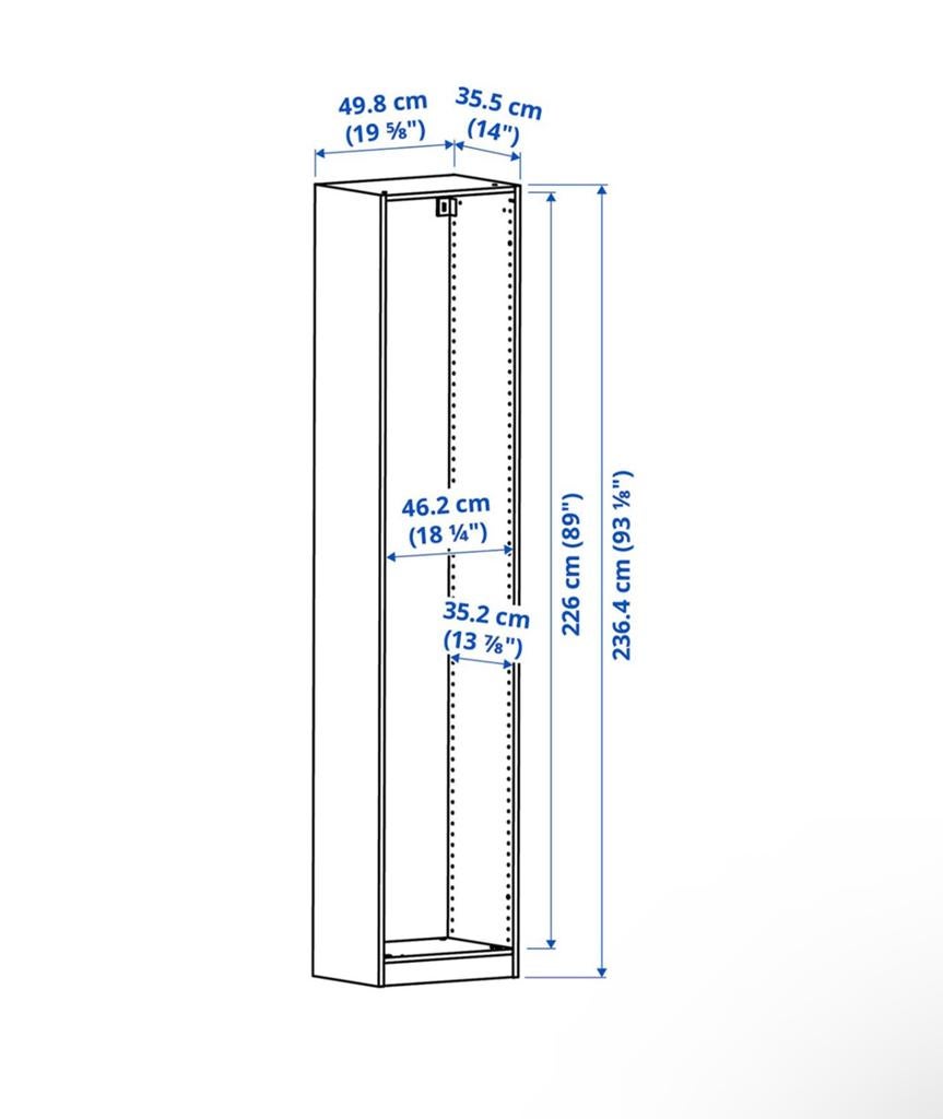 2x IKEA Pax 50x35x236 - Compleet met deuren en inrichting, Gebruikt, 200 cm of meer, 50 tot 75 cm, 50 tot 100 cm