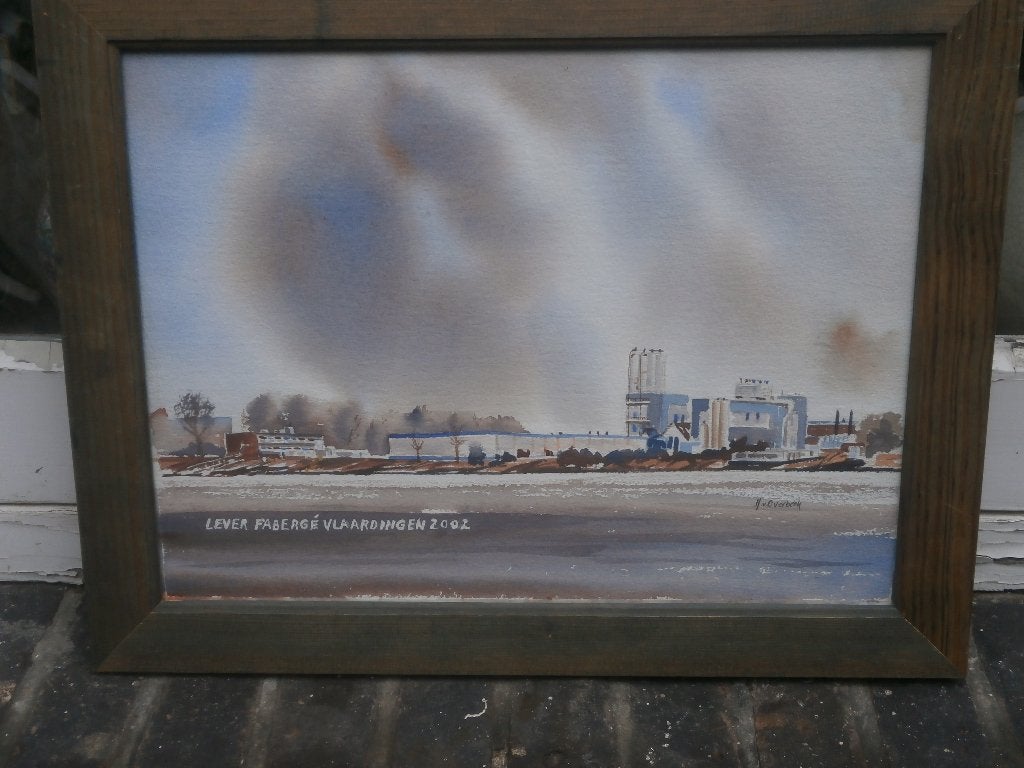 Levers, Zeepmaatschappij Vlaaardingen,Mooie aquarel, Antiek en Kunst, Ophalen, Expressionistisch, Overige onderwerpen