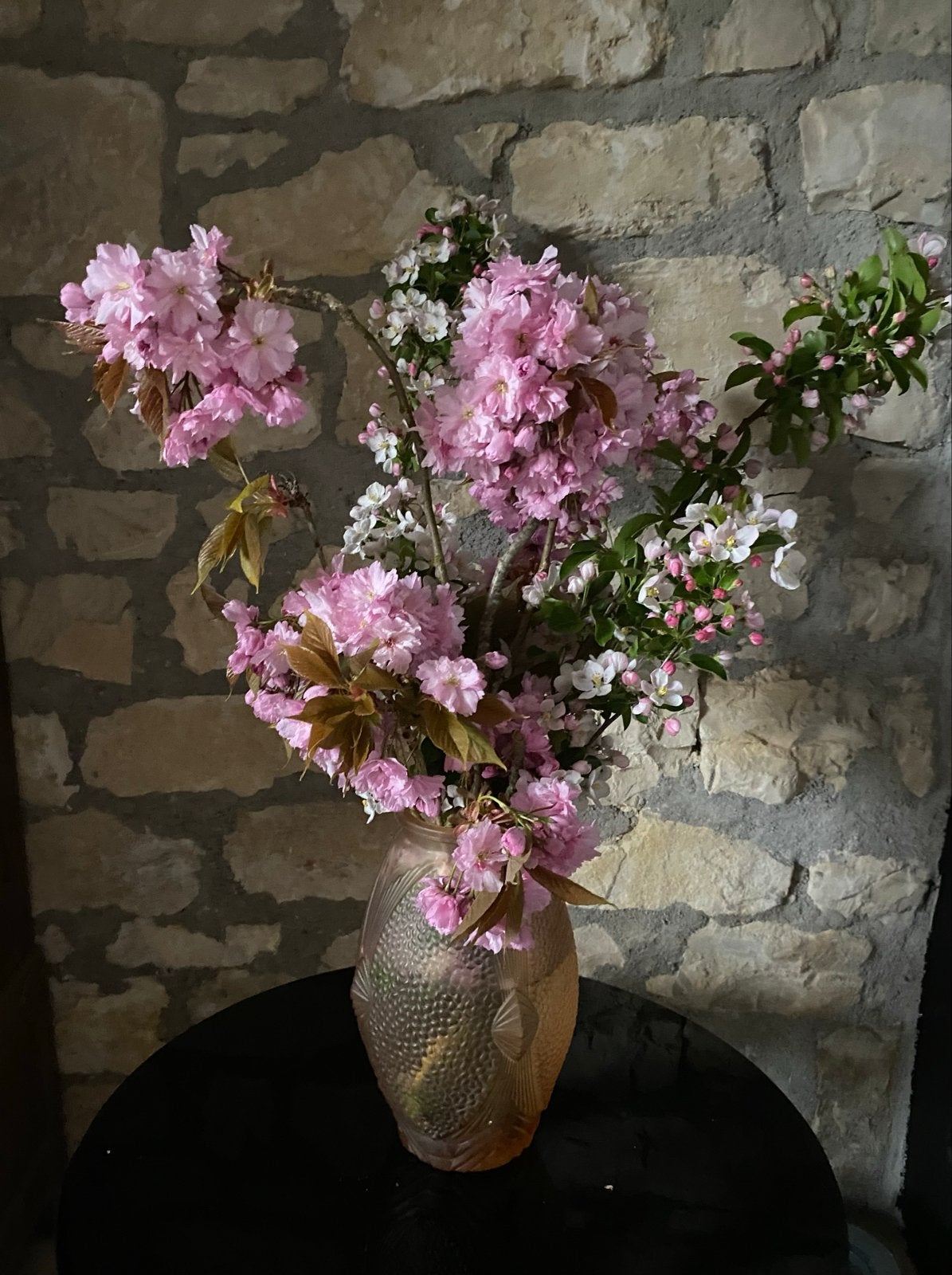 Vintage Art Deco vaas roze zalm persglas, Ophalen of Verzenden