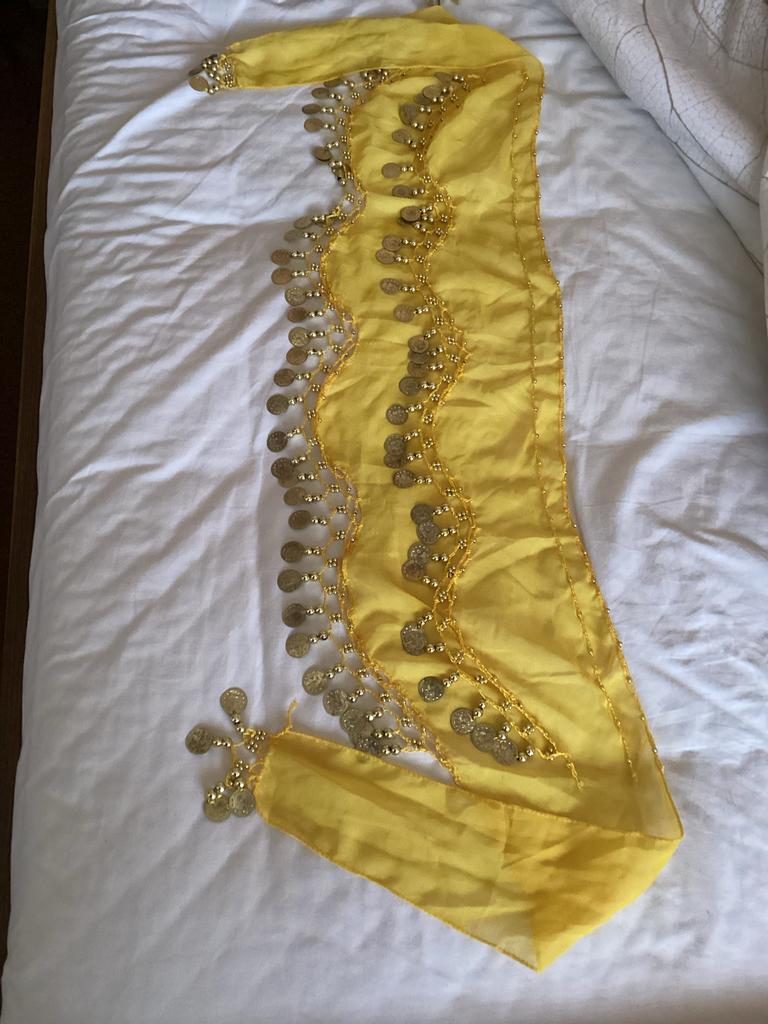Gele buikdanssjaal met muntjes, Ophalen of Verzenden, Nieuw