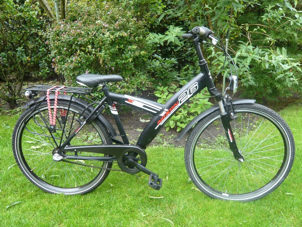 mooie zwarte aluminium Noxon 26" jongensfiets 45cm 3v vv, Gebruikt, Versnellingen, Minder dan 49 cm, Ophalen