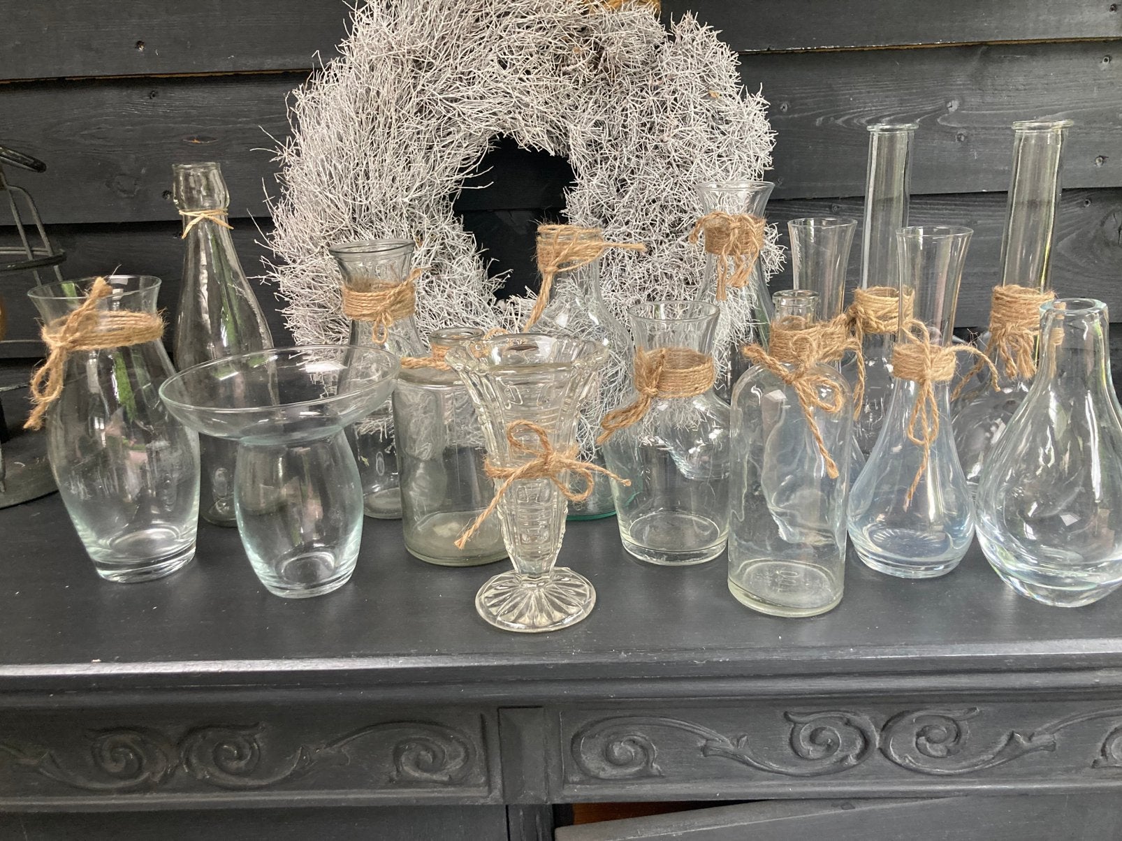 Vaasjes van glas 15 stuks voor 15,-, Ophalen of Verzenden, Versiering, Geboorte of Huwelijk
