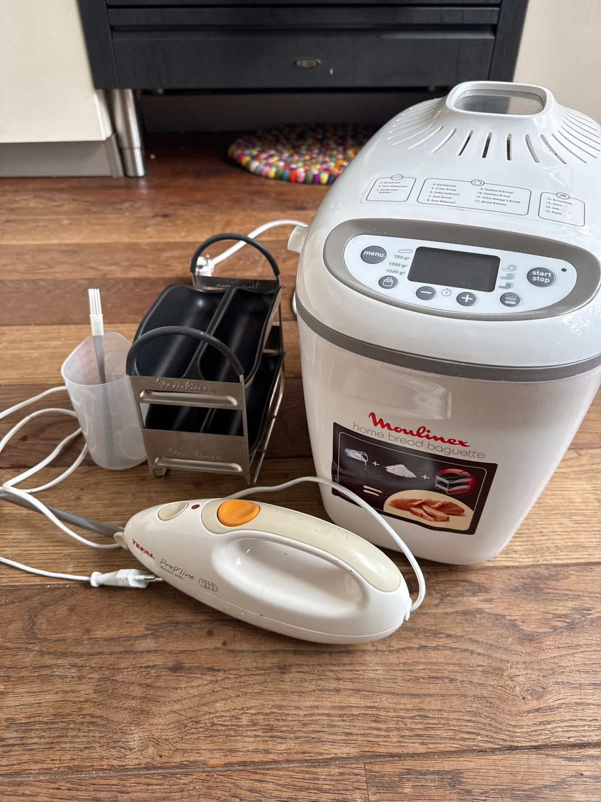 Moulinex Home Bread Baguette Broodbakmachine met Tefal mes, Met timer, 800 tot 1200 gram deeg, Ophalen of Verzenden, Gebruikt
