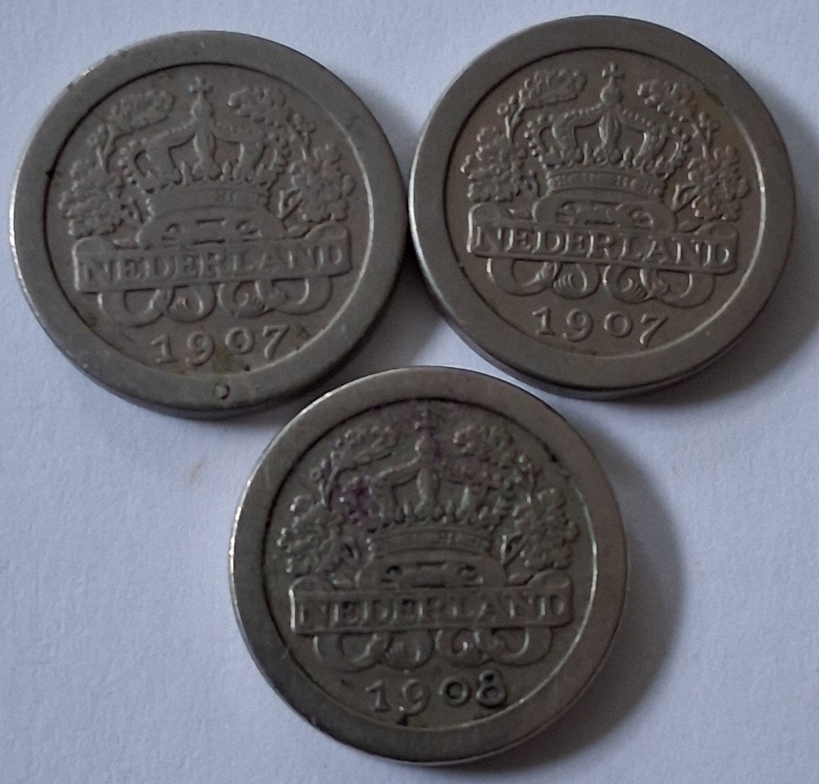 3   stuivers    1907 - 1907 - 1908, Ophalen of Verzenden, Koningin Wilhelmina, 5 cent