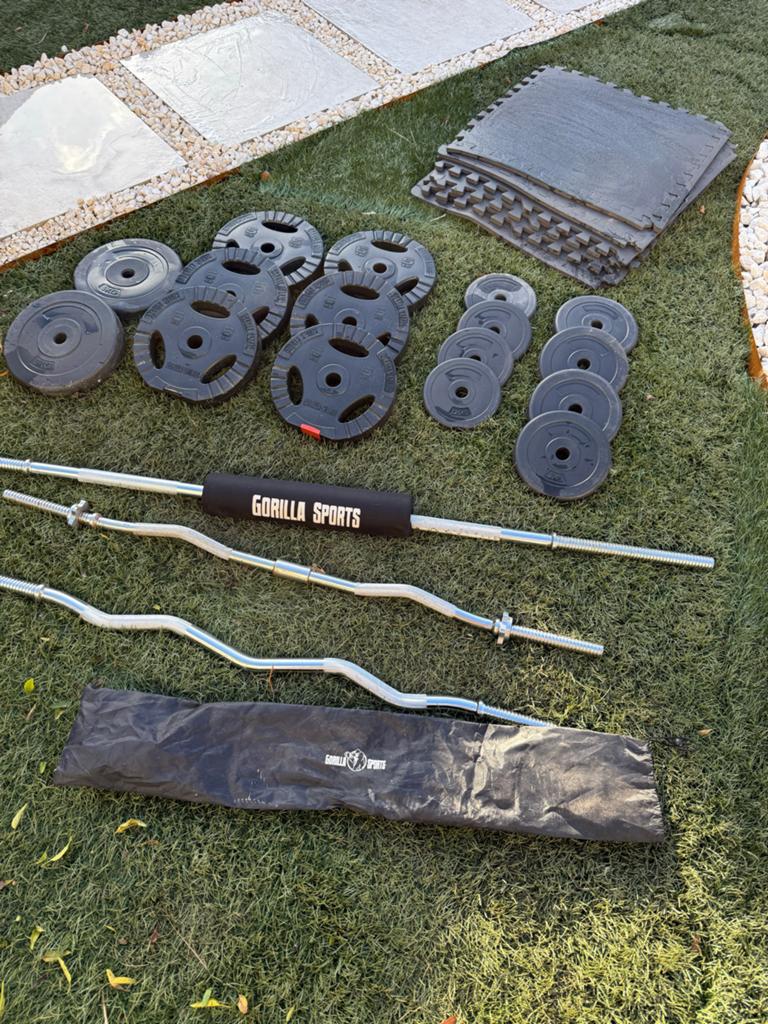 Gorilla Sports Halterset met gewichten  -restant sportschool, Ophalen of Verzenden, Gebruikt, Armen, Halterset