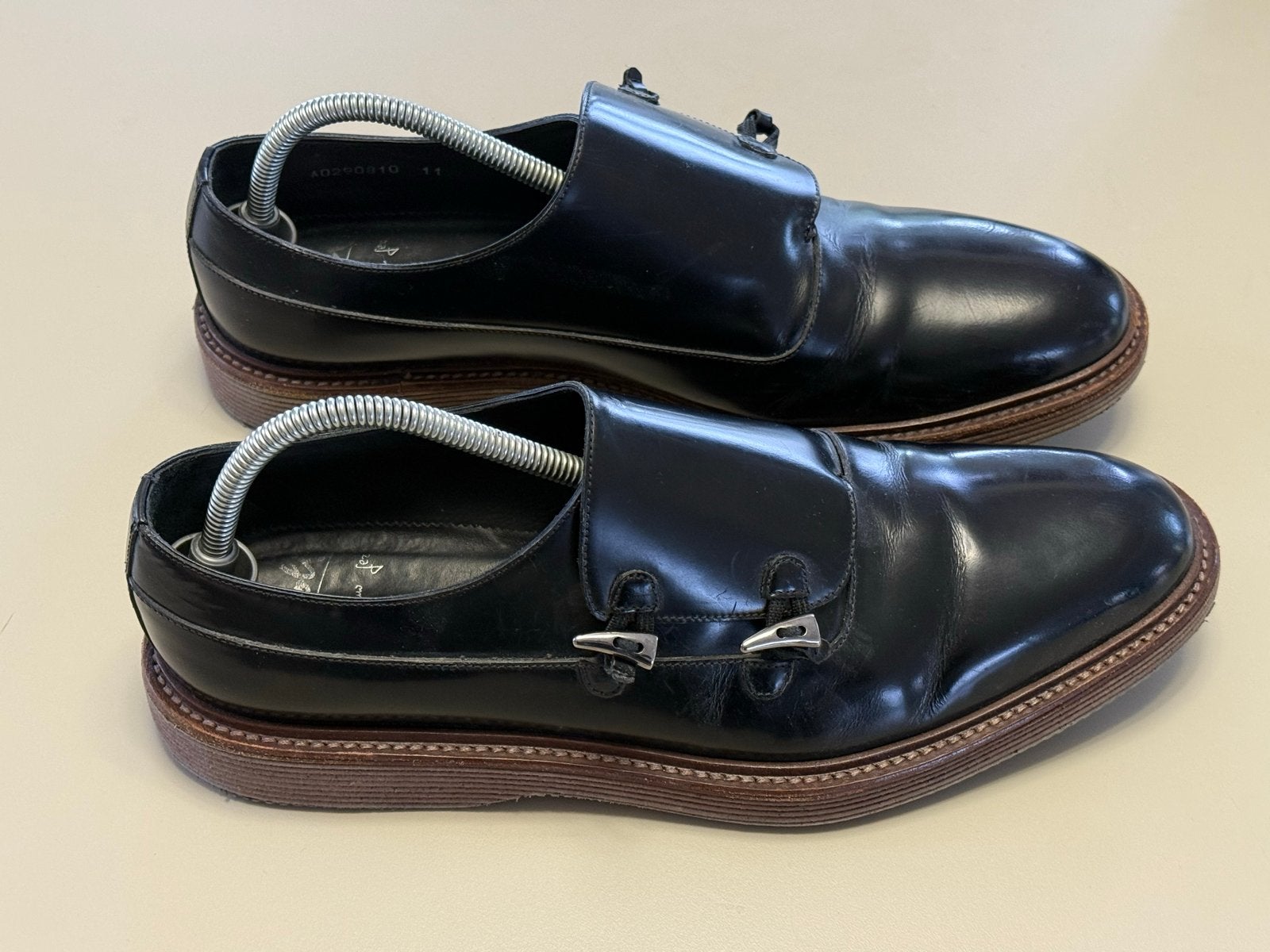 Fratelli Borgioli Monkschoenen Zwart Leer Maat 41, Kleding | Heren, Schoenen, Ophalen of Verzenden, Gedragen, Zwart, Veterschoenen