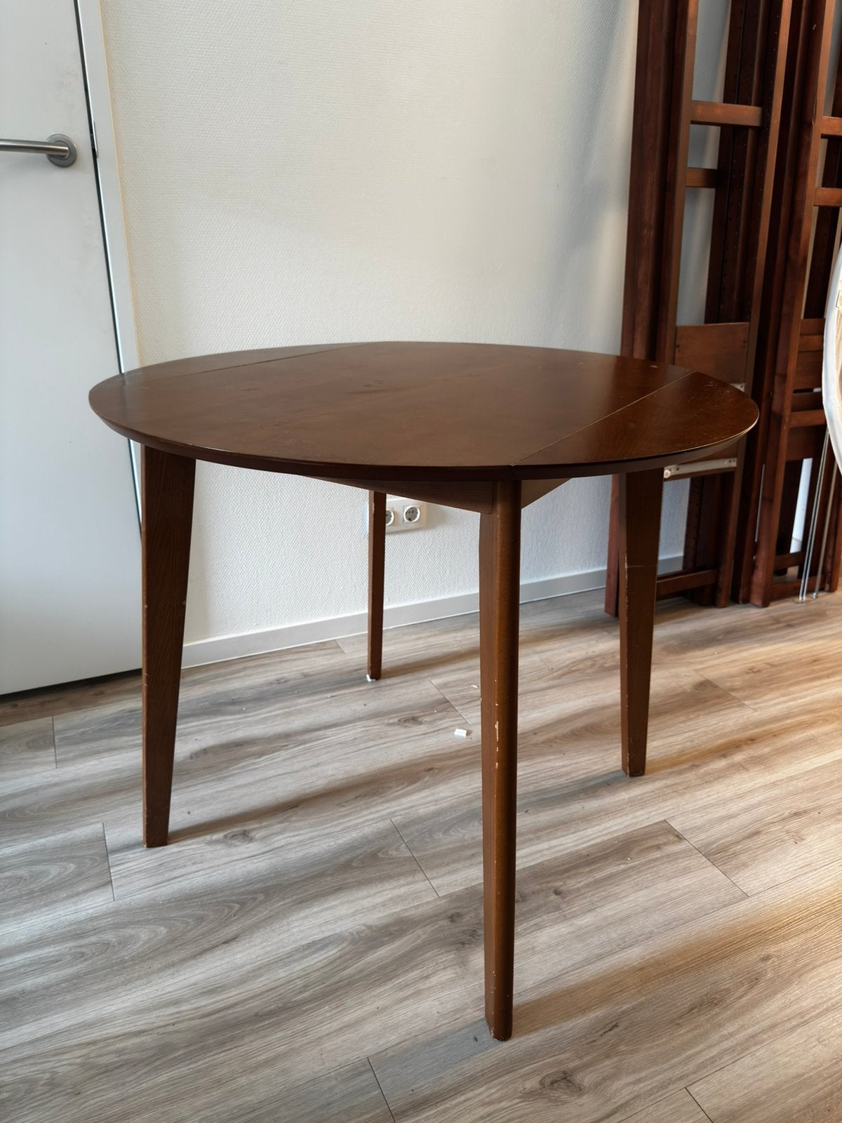 Mid-century look houten eettafel - teak, Huis en Inrichting, Tafels | Eettafels, Ophalen, Gebruikt, Vier personen, 50 tot 100 cm