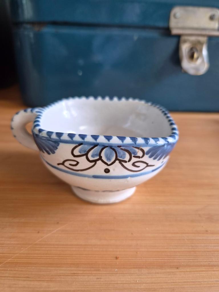 Uniek Vintage Frans Faience Miniatuur Kopje / Tastevin, Ophalen of Verzenden