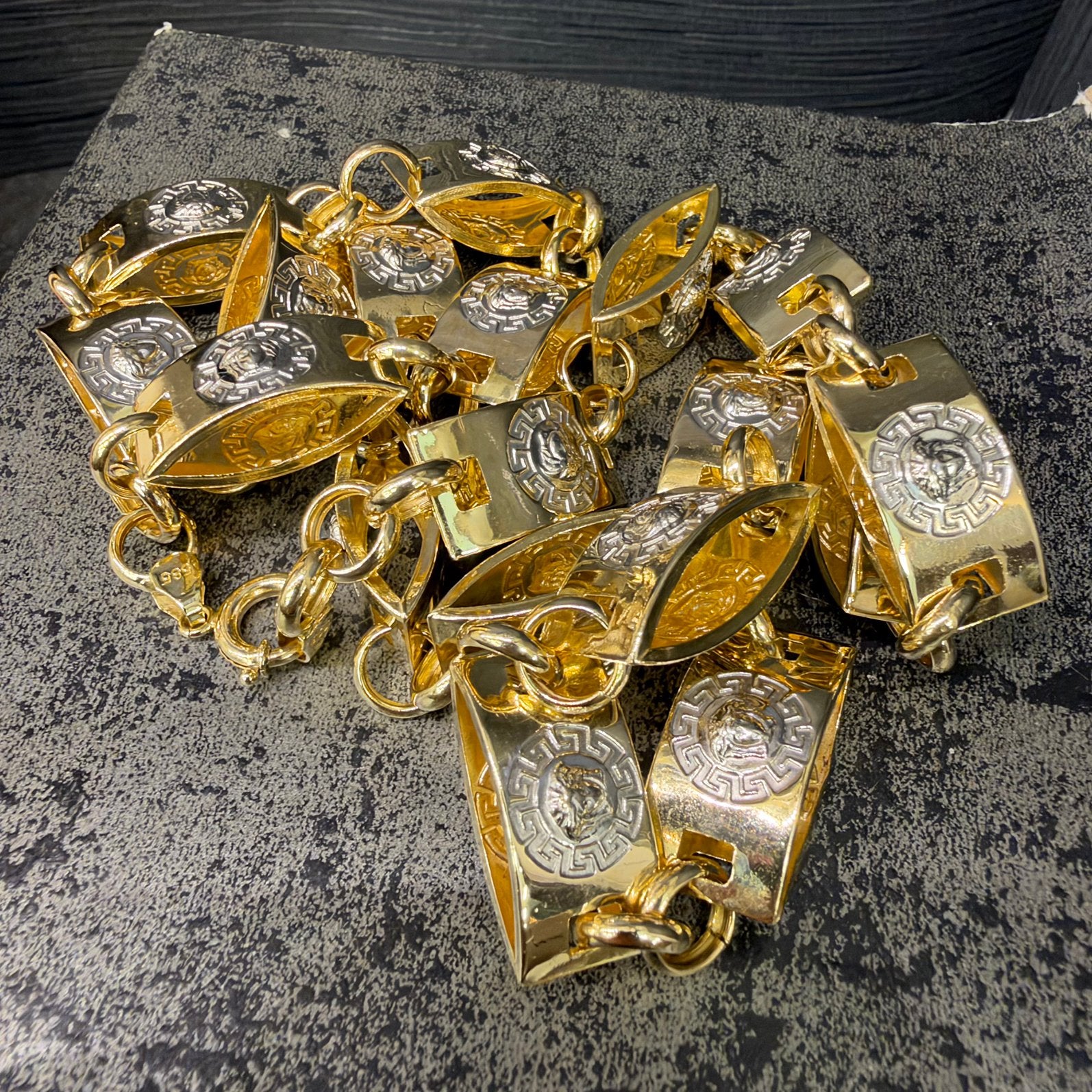 14k gouden ketting dik schakel versace model, Ophalen of Verzenden, Zo goed als nieuw, Goud