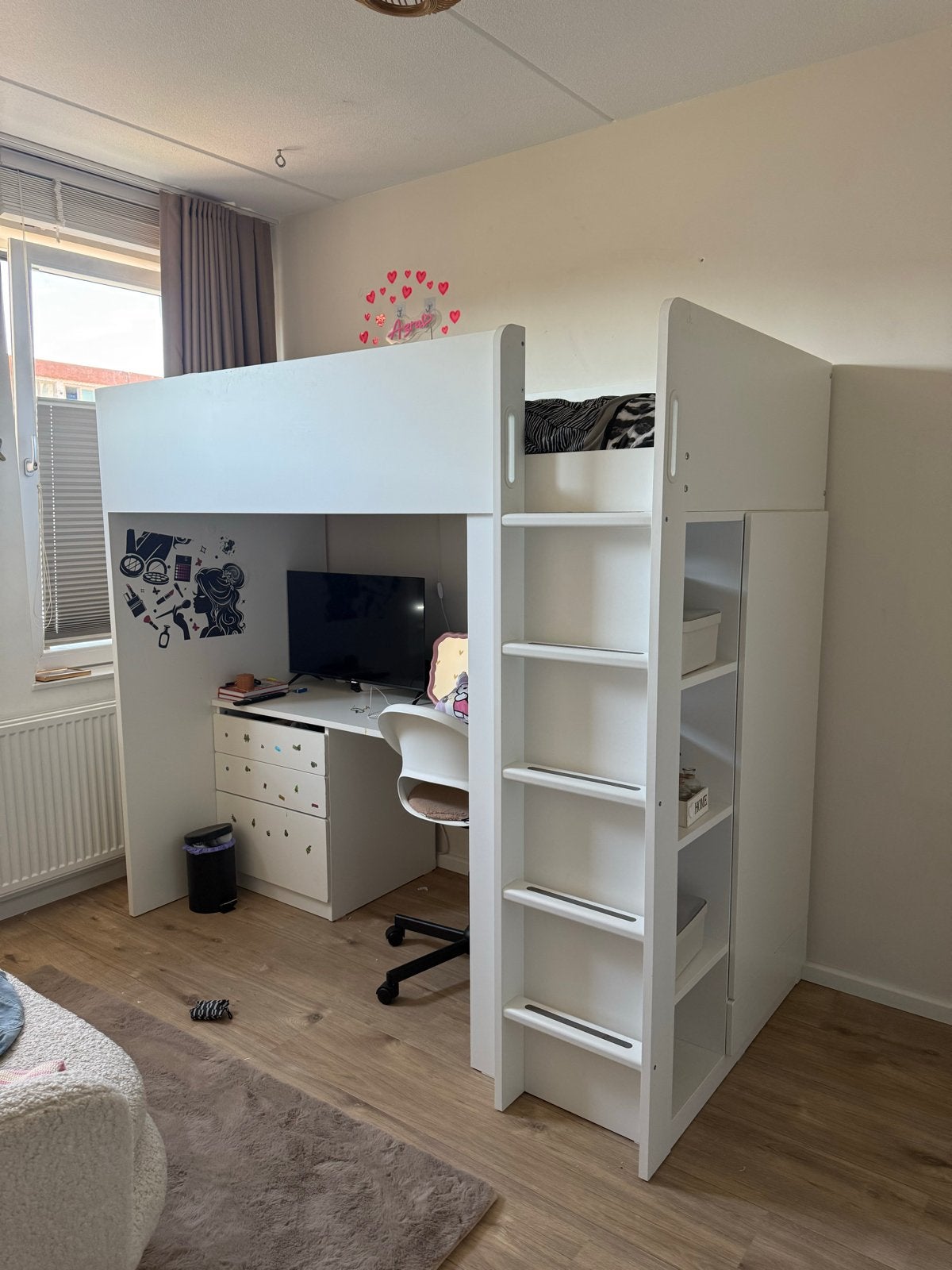 IKEA Smastad Hoogslaper met bureau en kast - Beverwijk, Ophalen, Gebruikt, Eenpersoons, 200 cm