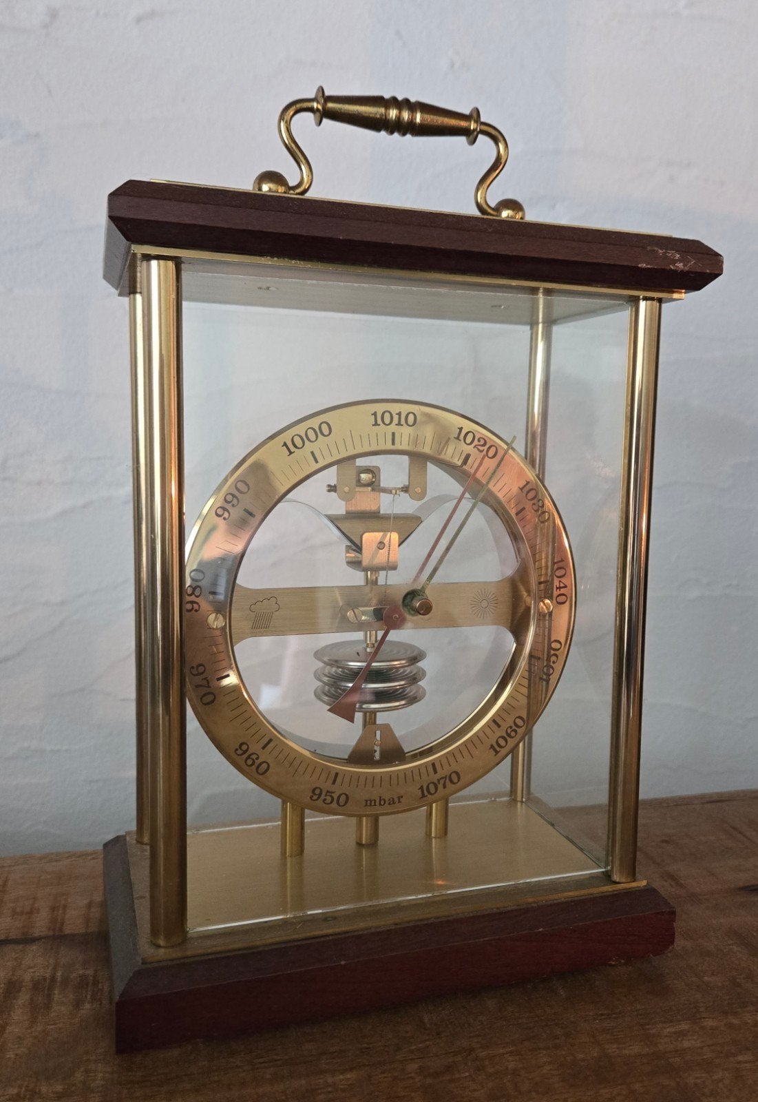 Vintage Huger Meteobar Skeletbarometer - Jaren '60, Ophalen of Verzenden, Gebruikt, Barometer