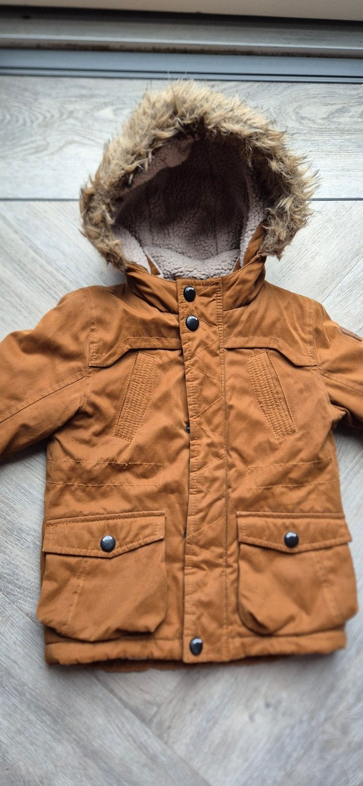 Warme cognac winterjas parka maat 92 Babyclub C&A, C&A, Verzenden, Zo goed als nieuw, Jongen