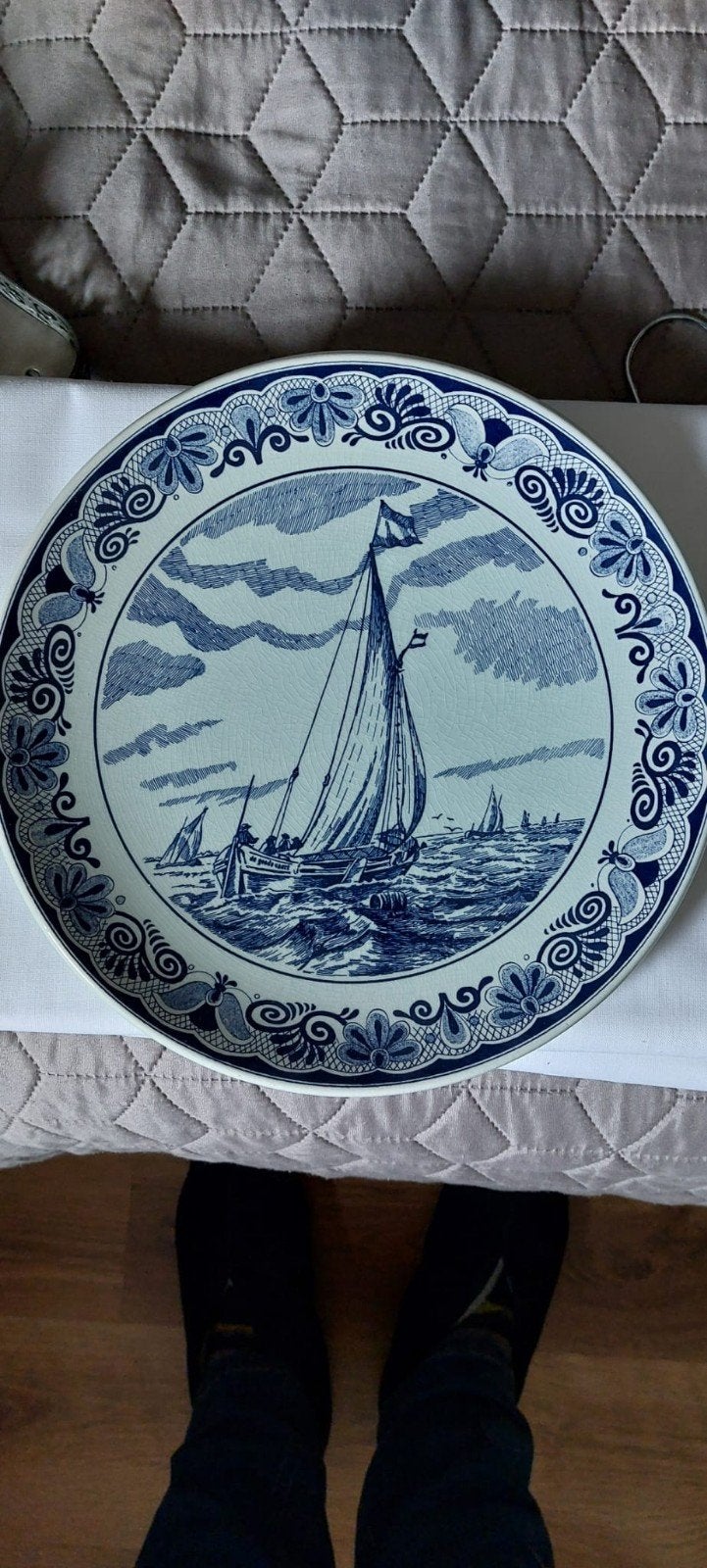 Delftsblauw wandbord Tjalk anno 1709 "de goede Vaert", Antiek en Kunst, Ophalen of Verzenden