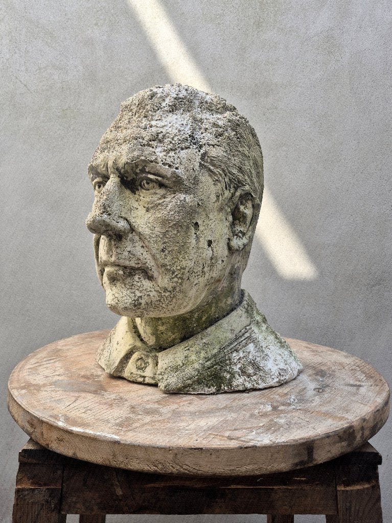 Verweerde gipsen buste van een Heer, Antiek en Kunst, Curiosa en Brocante, Ophalen
