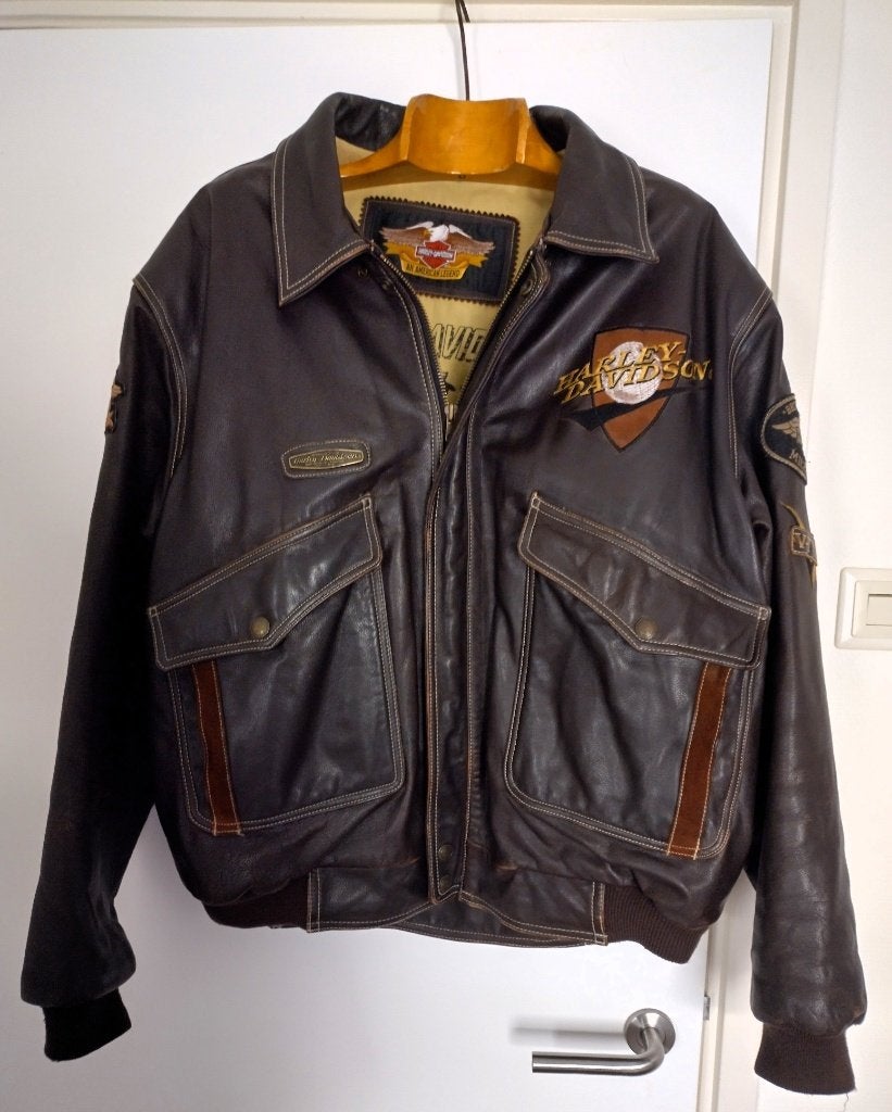 Originele vintage leren Harley-Davidson bomberjack, Motoren, Harley-Davidson, Heren, Jas | leer, Ophalen of Verzenden