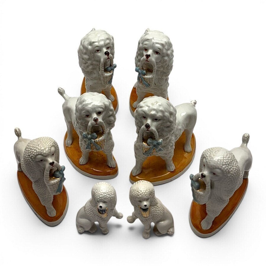 Lot Engels porseleinen Staffordshire hondenbeeldjes (8x), Verzamelen, Ophalen of Verzenden, Gebruikt, Dier