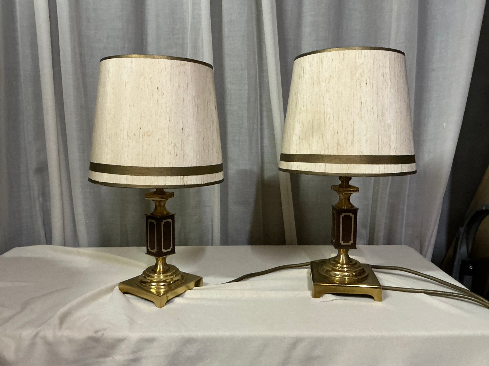 Set vintage tafellampjes ,messing, Ophalen of Verzenden, Zo goed als nieuw, Vintage