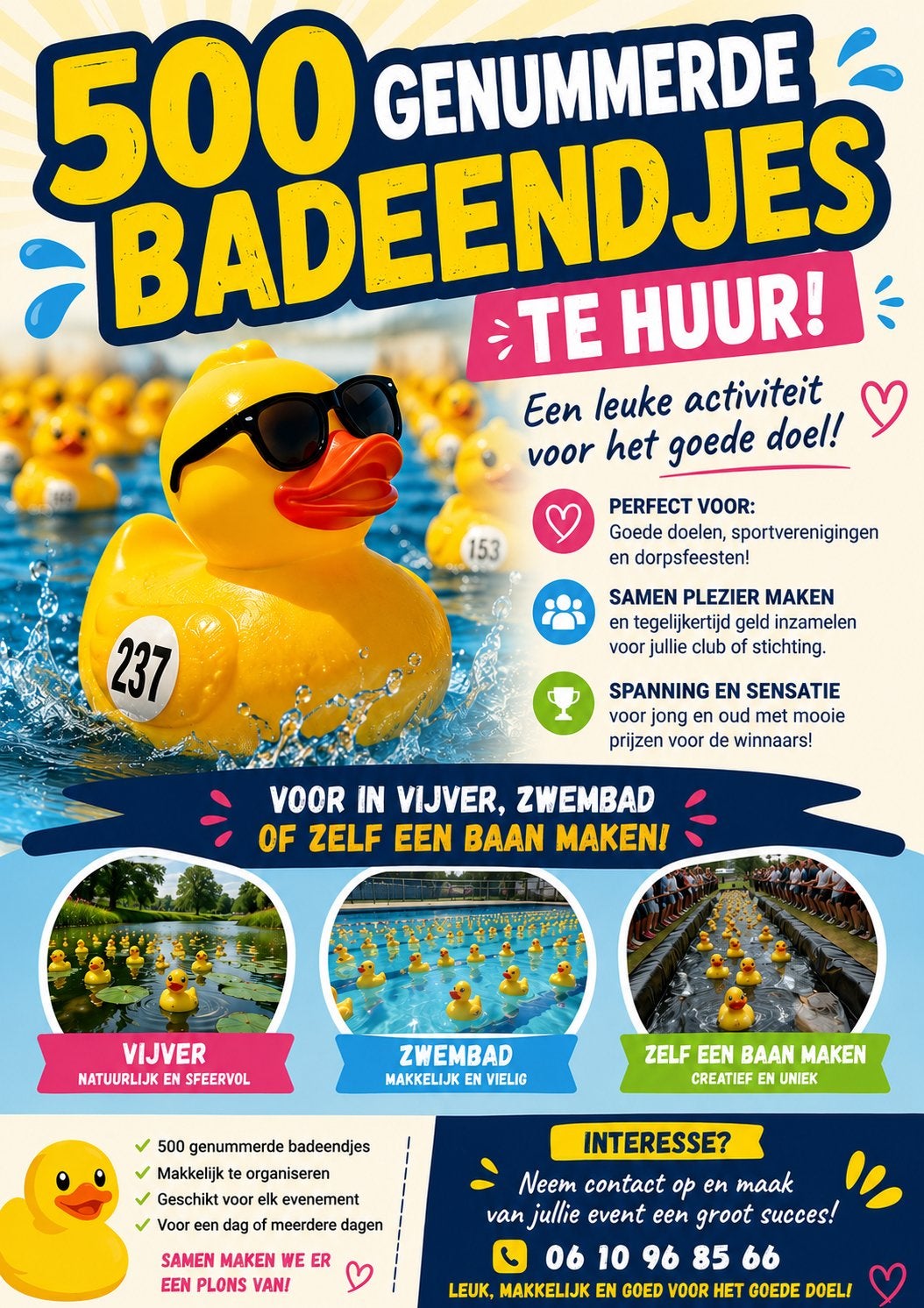 Badeendjes huren voor badeendjesrace, Ophalen