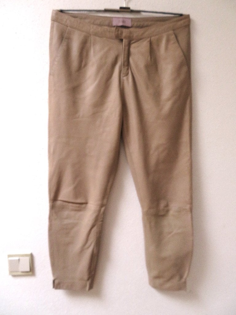 X47 IBANA aparte nieuwe broek echt leer beige maat 38, Maat 38/40 (M), Beige, Nieuw, Ophalen of Verzenden