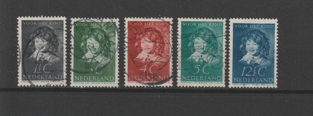 Nederland 1937, NVPH 300 t/m 304, Gestempeld., Ophalen of Verzenden, T/m 1940, Gestempeld