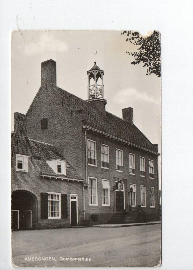 Amerongen. Ansichtkaart, Gemeentehuis - Uitgave De Haas, Ophalen of Verzenden, 1940 tot 1960, Ongelopen, Utrecht