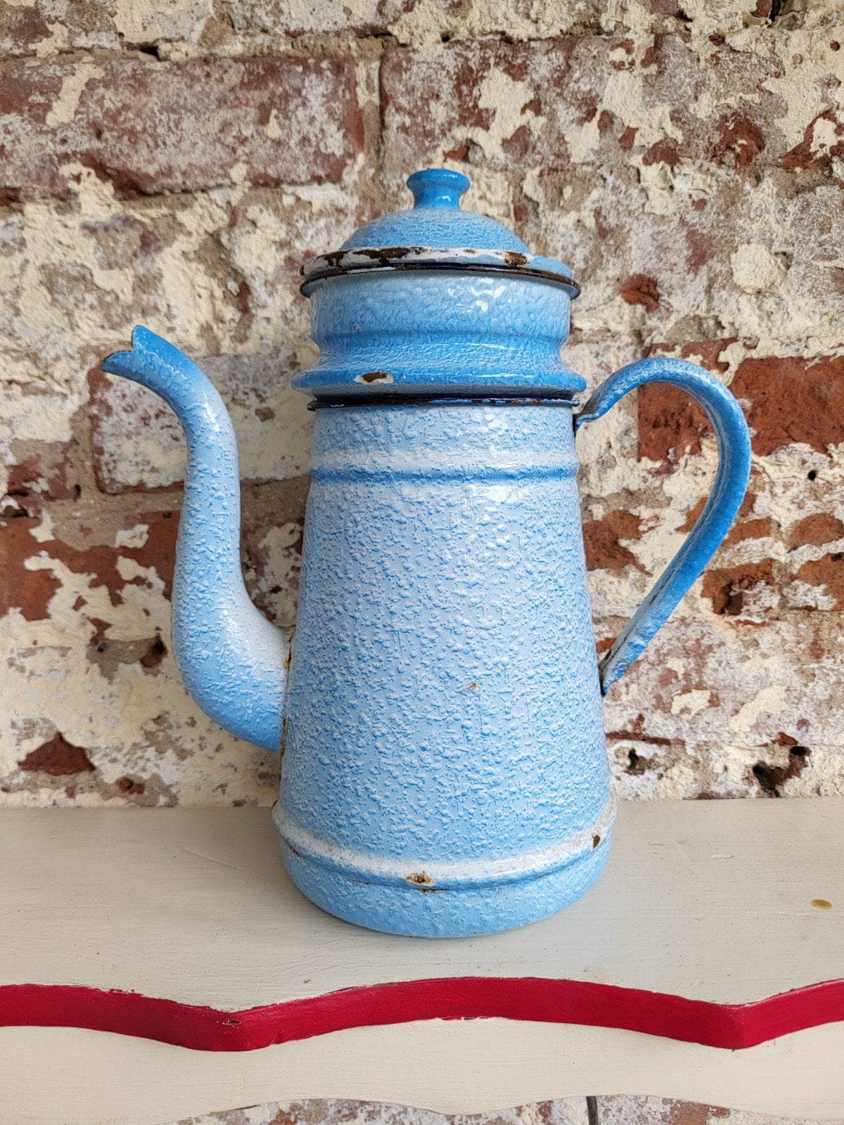 brocante franse emaille koffiepot/allegonda, Ophalen of Verzenden
