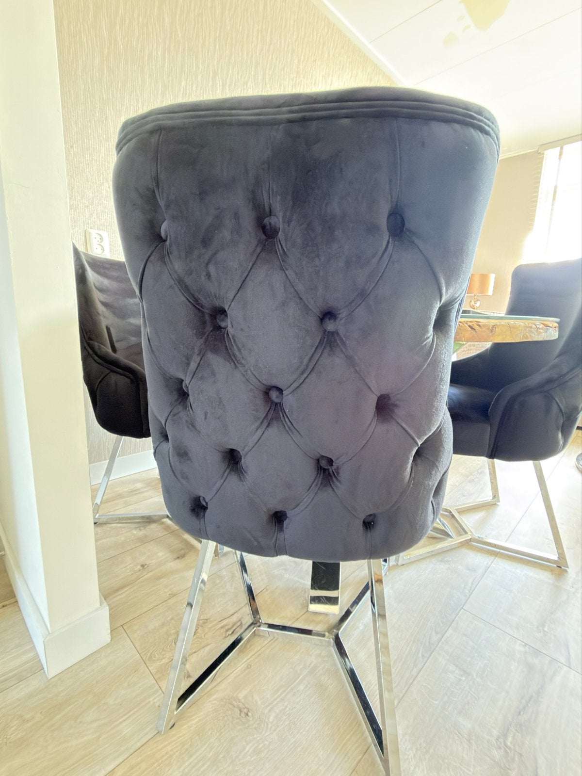 Luxe eetkamerstoelen 4 stuks Rixos Zwart, Ophalen, Gebruikt, Zwart, Vier