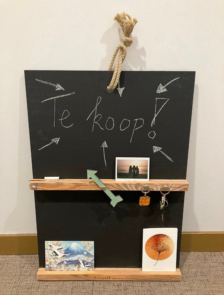Krijtbord met houten balkjes memobord notitiebord, Ophalen of Verzenden, Zo goed als nieuw, Overige typen