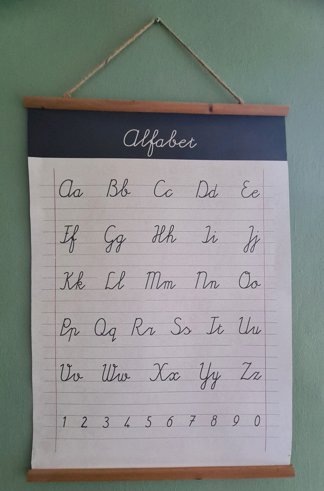 Wandplaat poster alfabet houten latjes, Ophalen, Zo goed als nieuw, Ophangbaar, Wanddecoratie