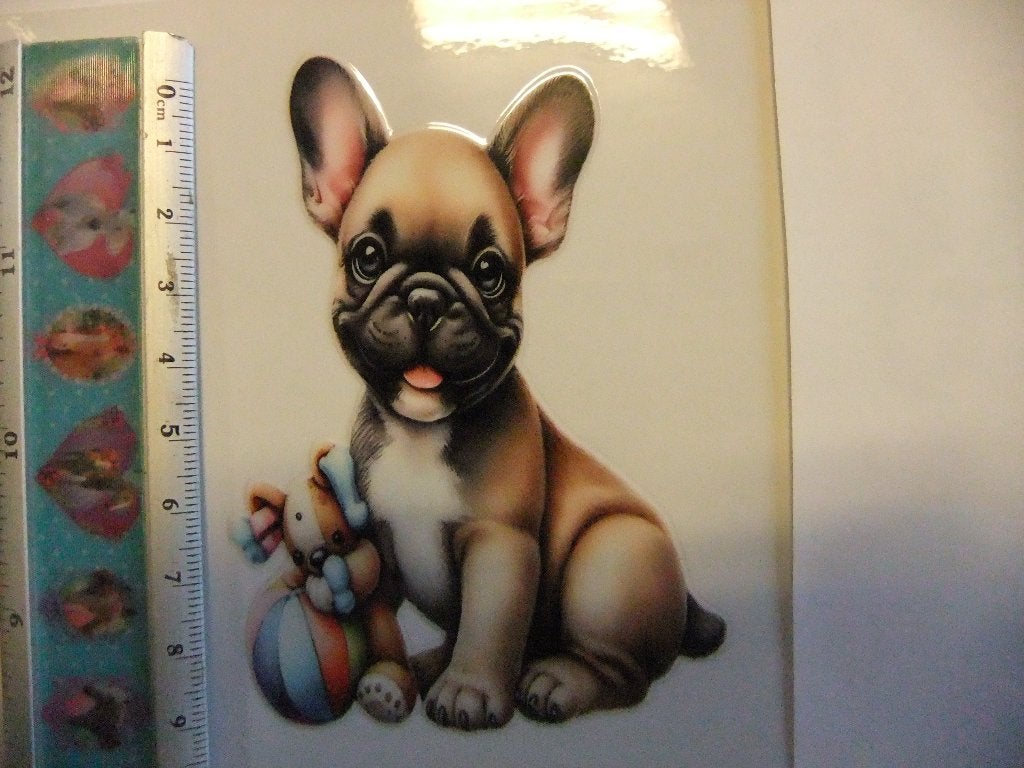 Leuke Franse Bulldog sticker voor mokken/glazen, Kunststof, Overige merken, Overige typen, Nieuw