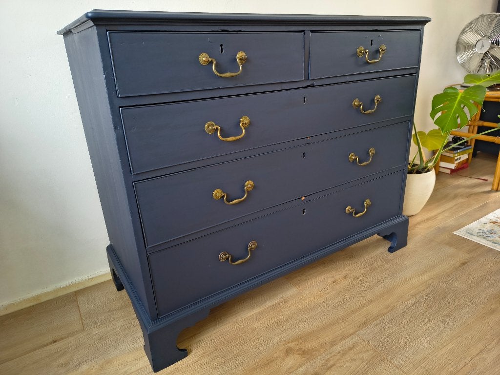 Antieke commode dark-blue – Vintage Ladenkast, Antiek en Kunst, Ophalen of Verzenden