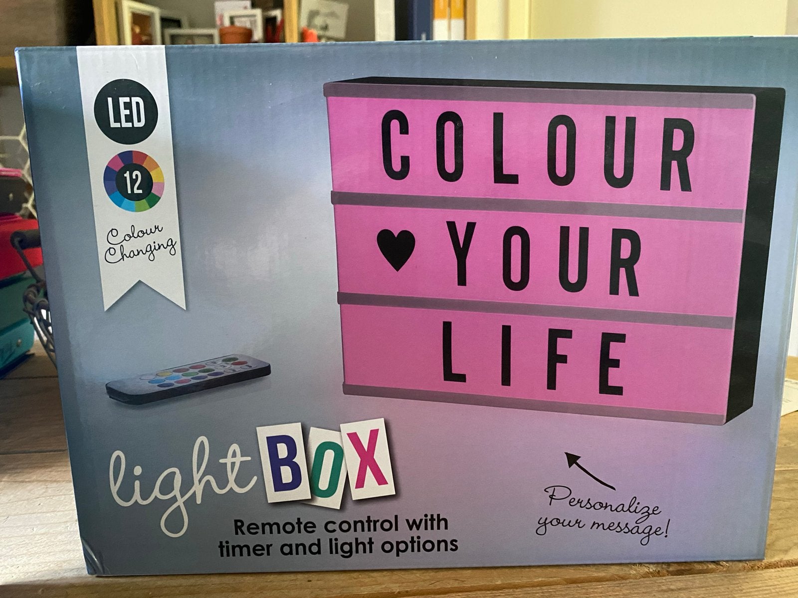 LED Lightbox met afstandsbediening en letters, Kunststof, Ophalen of Verzenden, Zo goed als nieuw, Modern