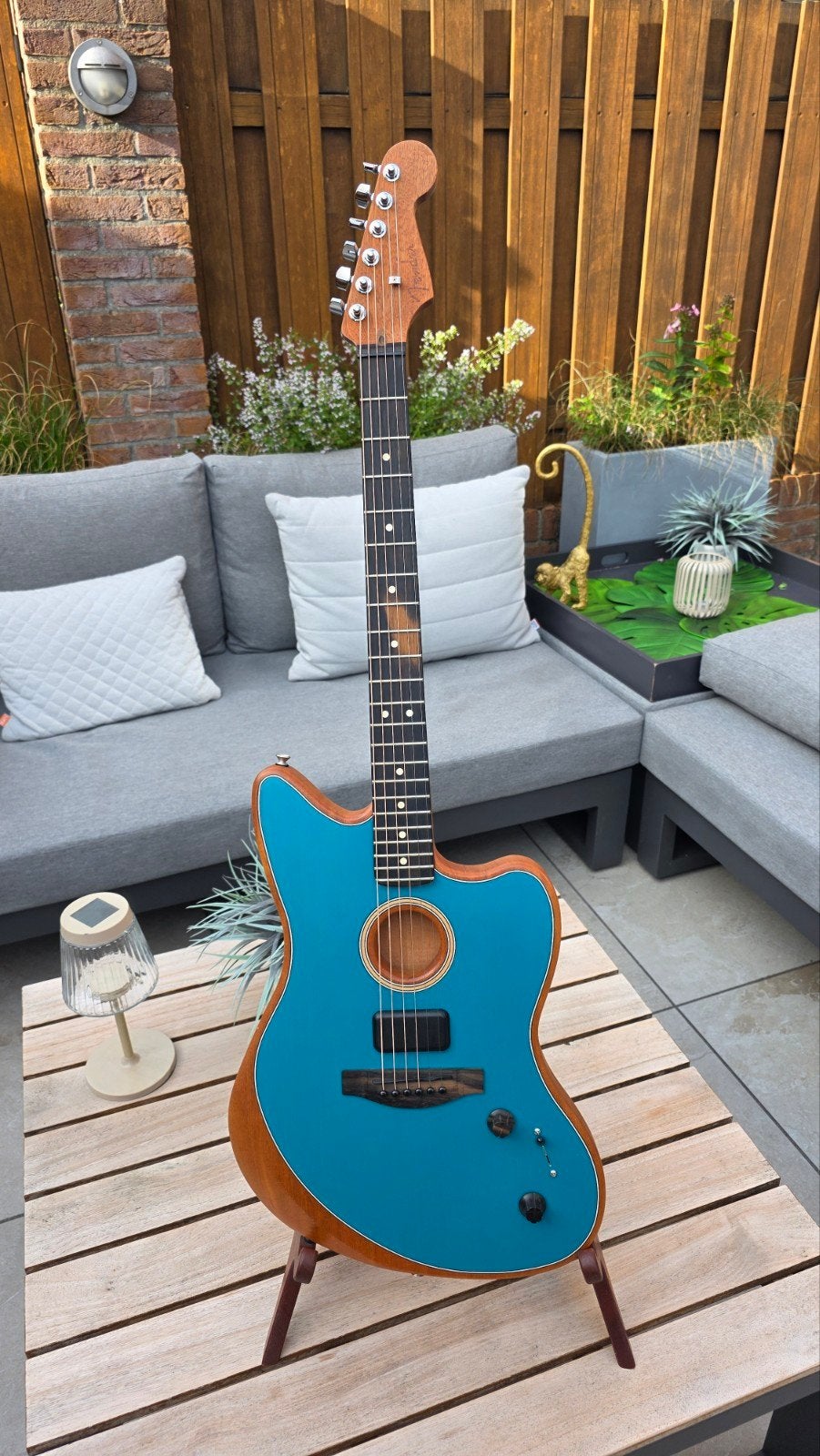 Fender American Acoustasonic Jazzmaster - ZGAN Ocean Blue, Muziek en Instrumenten, Ophalen, Zo goed als nieuw, Western- of Steelstringgitaar