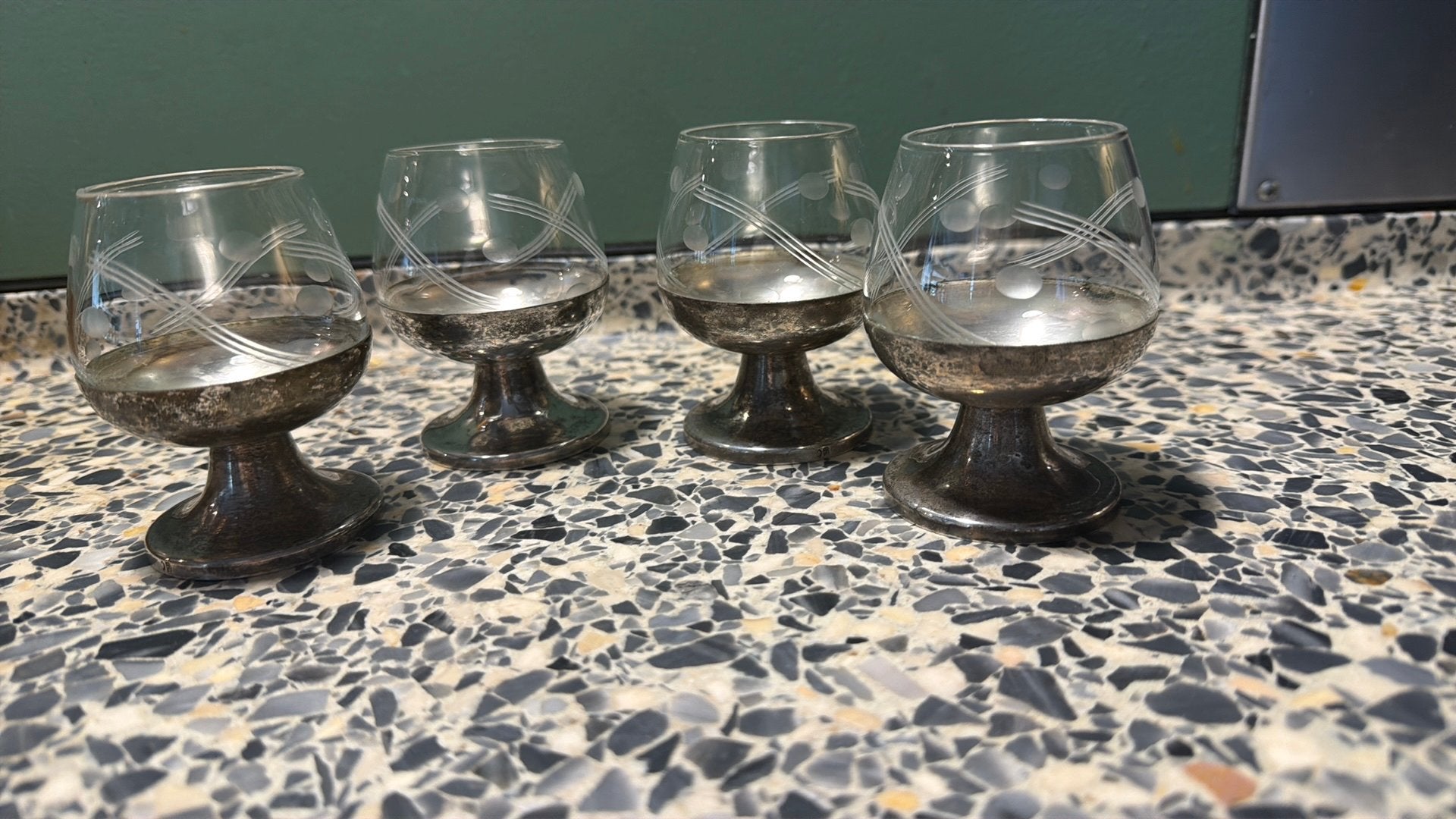Vintage Brevet glazen – set van 4, Glas of Glazen, Gebruikt, Vintage, Ophalen of Verzenden