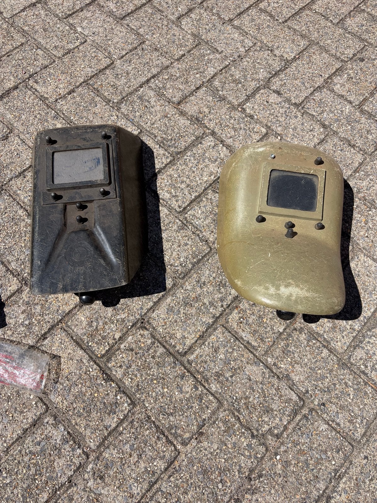 2x Vintage Lashelm - Handheld Lasmasker, Lasfilter, Ophalen, Gebruikt