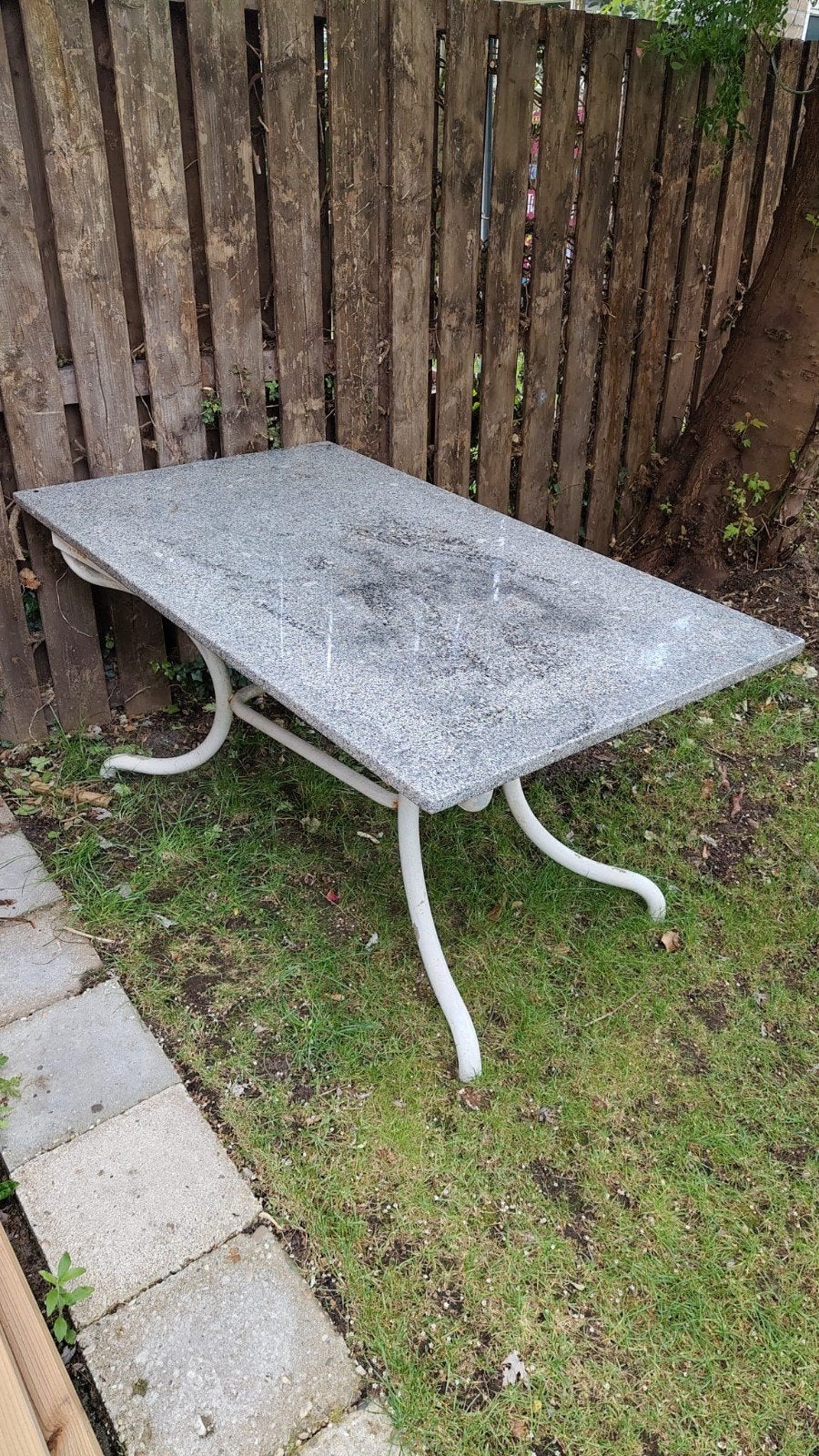 Tuintafel met granieten blad te koop, Ophalen, Gebruikt, Rechthoekig, Overige materialen