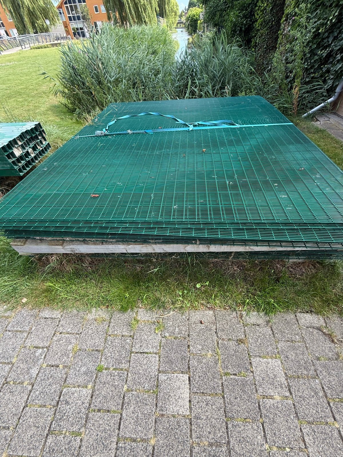 XXL EXTRA Zware Groen Dubbelstaafmat Hekwerk, Tuin en Terras, Ophalen, Gebruikt, IJzer, Dubbelstaafmat hekwerk