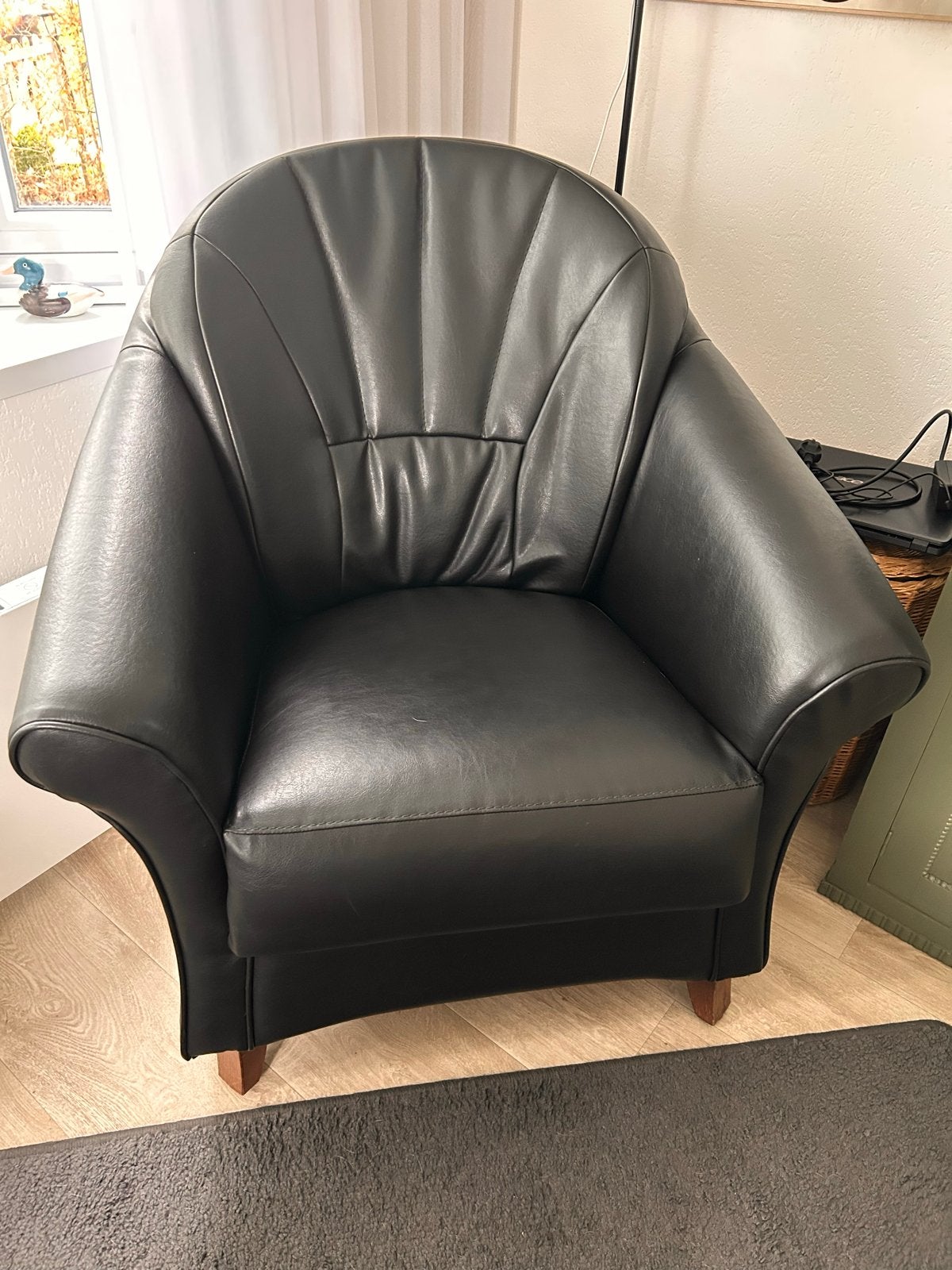 2 Zwart Leren Fauteuils - Comfortabel en Stijlvol, Ophalen, Gebruikt, Leer, 75 tot 100 cm