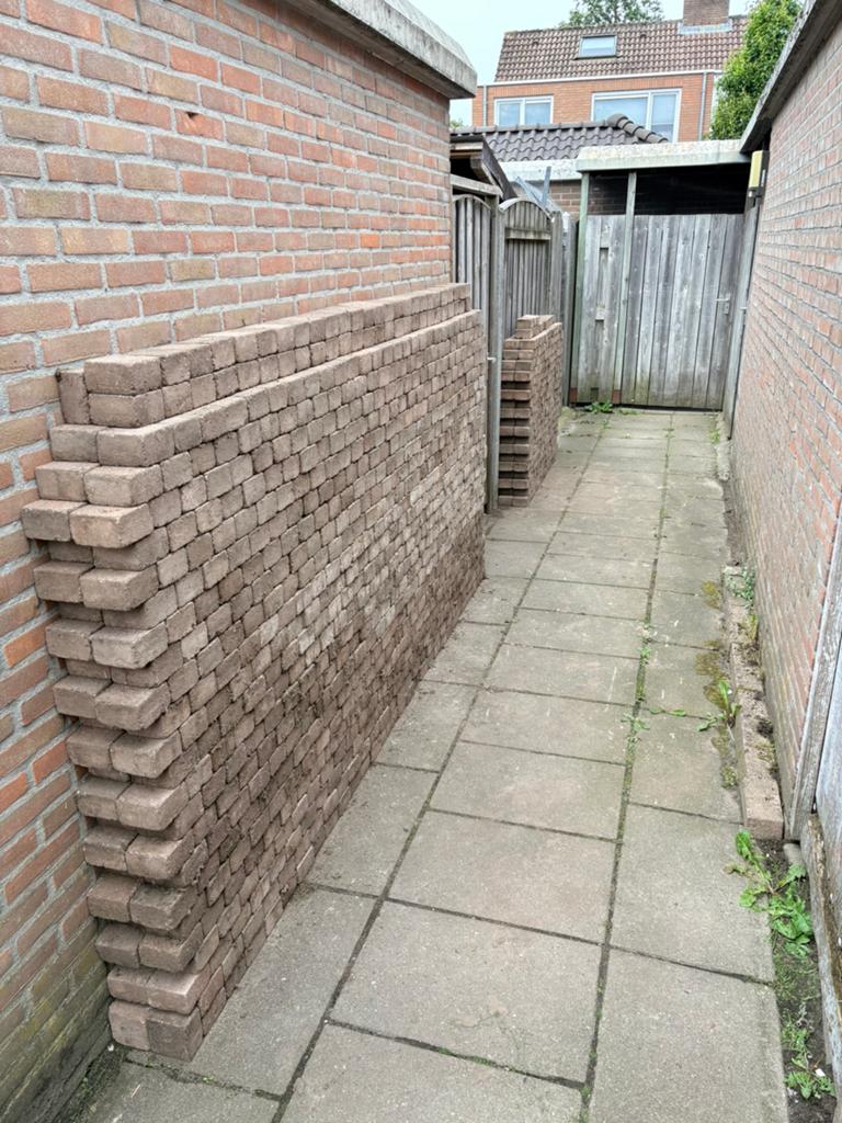 Gratis!! ca 20 M2 koppelsteen, Tuin en Terras, Ophalen, Gebruikt, Beton, Terrastegels