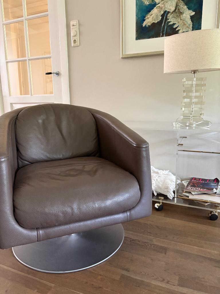 Prachtige leren fauteuil natuzzi design, Ophalen, Gebruikt, 75 tot 100 cm, Leer