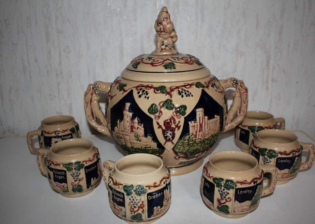 bowl set met afbeeldingen van duitse kastelen, Antiek en Kunst, Ophalen