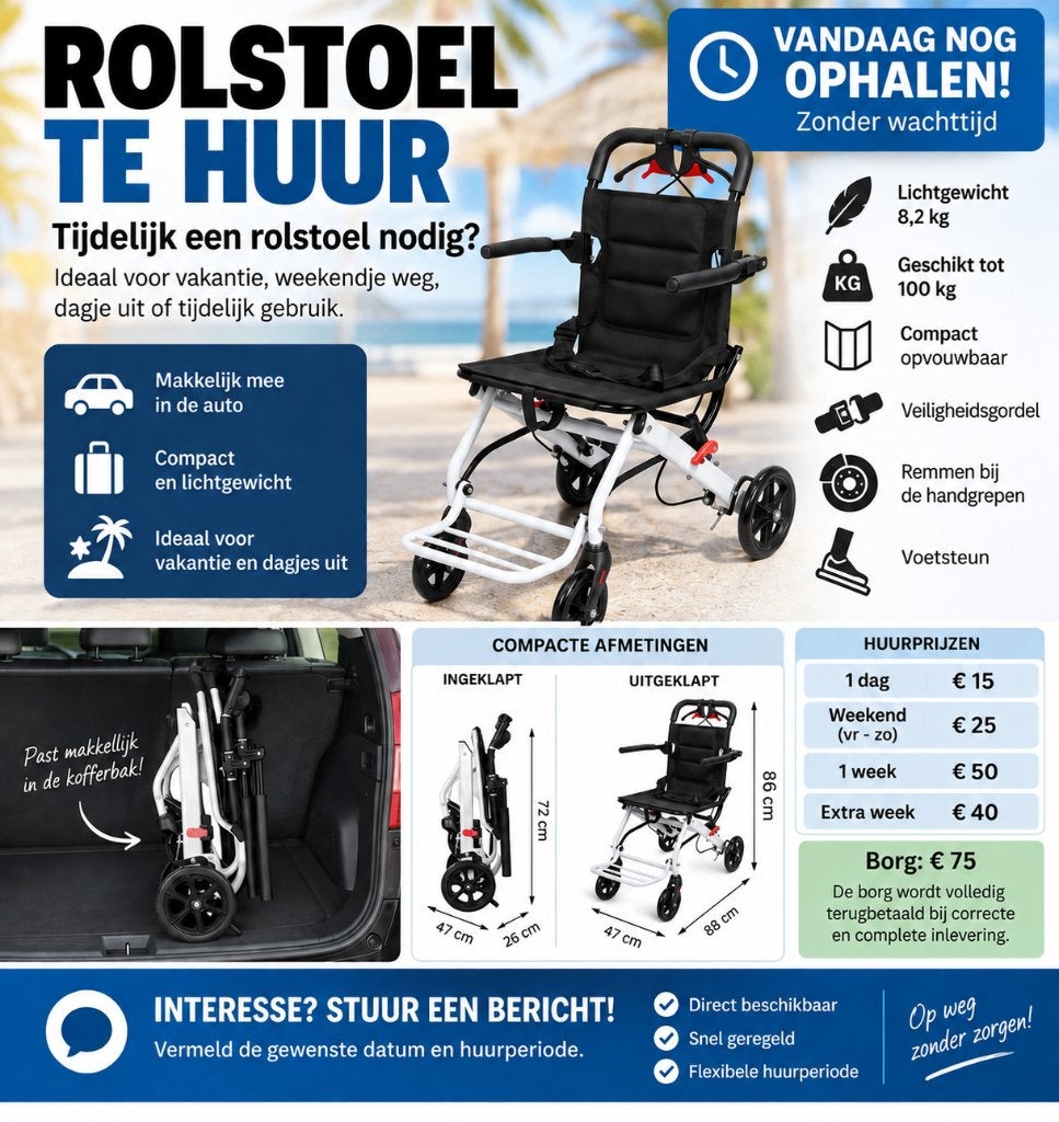 rolstoel, Diversen, Ophalen, Inklapbaar, Zo goed als nieuw, Duwrolstoel