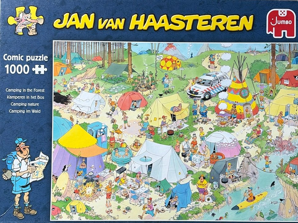 Jan van Haasteren “Camping In The Forest” 1000st, Ophalen of Verzenden, 500 t/m 1500 stukjes, Gebruikt, Legpuzzel