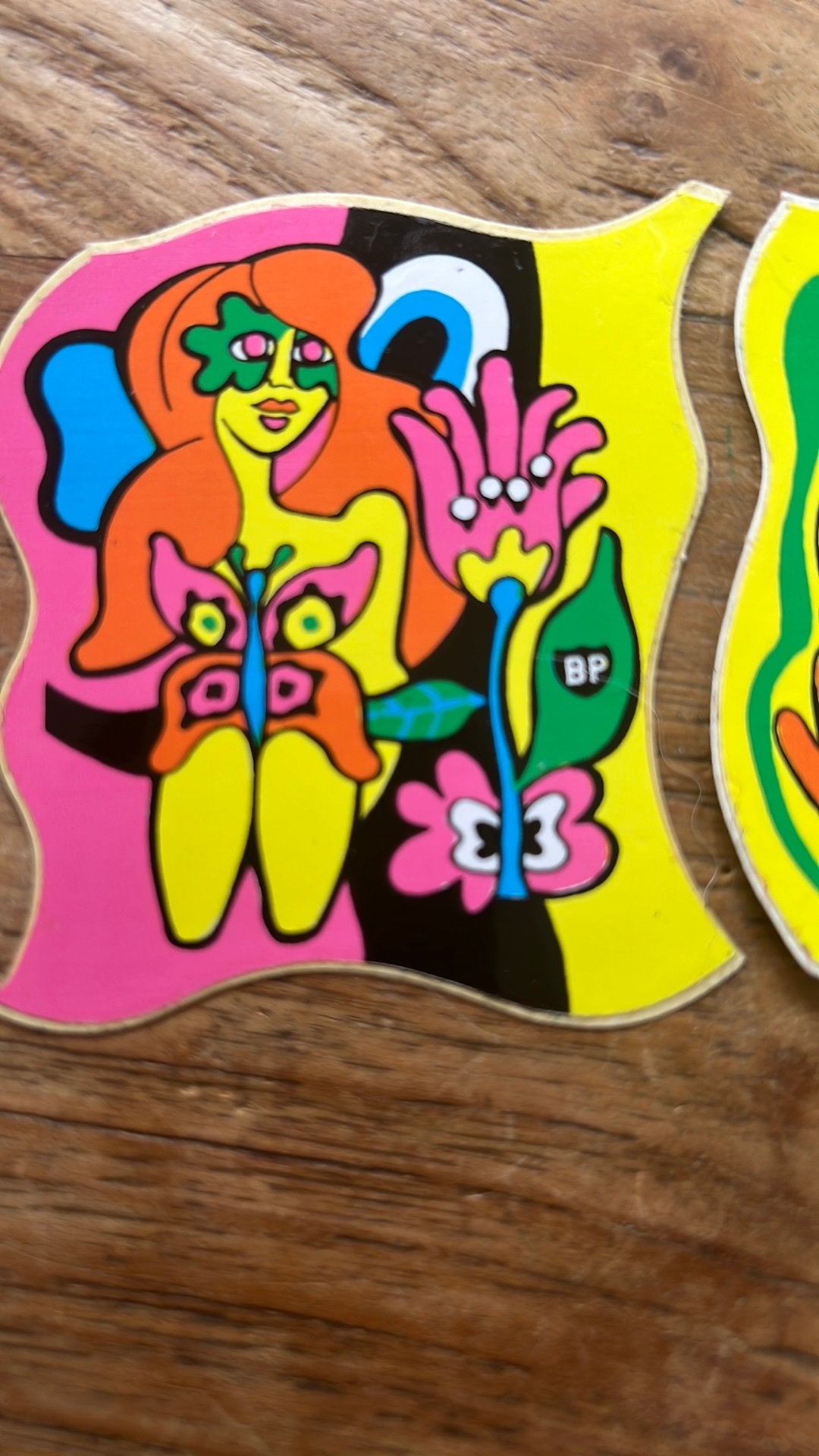Vintage Kenny Scharf BP Pop-Art Stickers ( '90) – Set van 2, Ophalen of Verzenden, Zo goed als nieuw