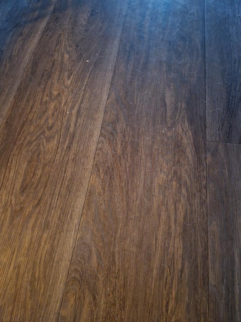 Gezocht: PVC vloer 6m2 - Donkerbruin houtmotief, Kunststof, Gebruikt, Overige typen, 5 tot 10 m²