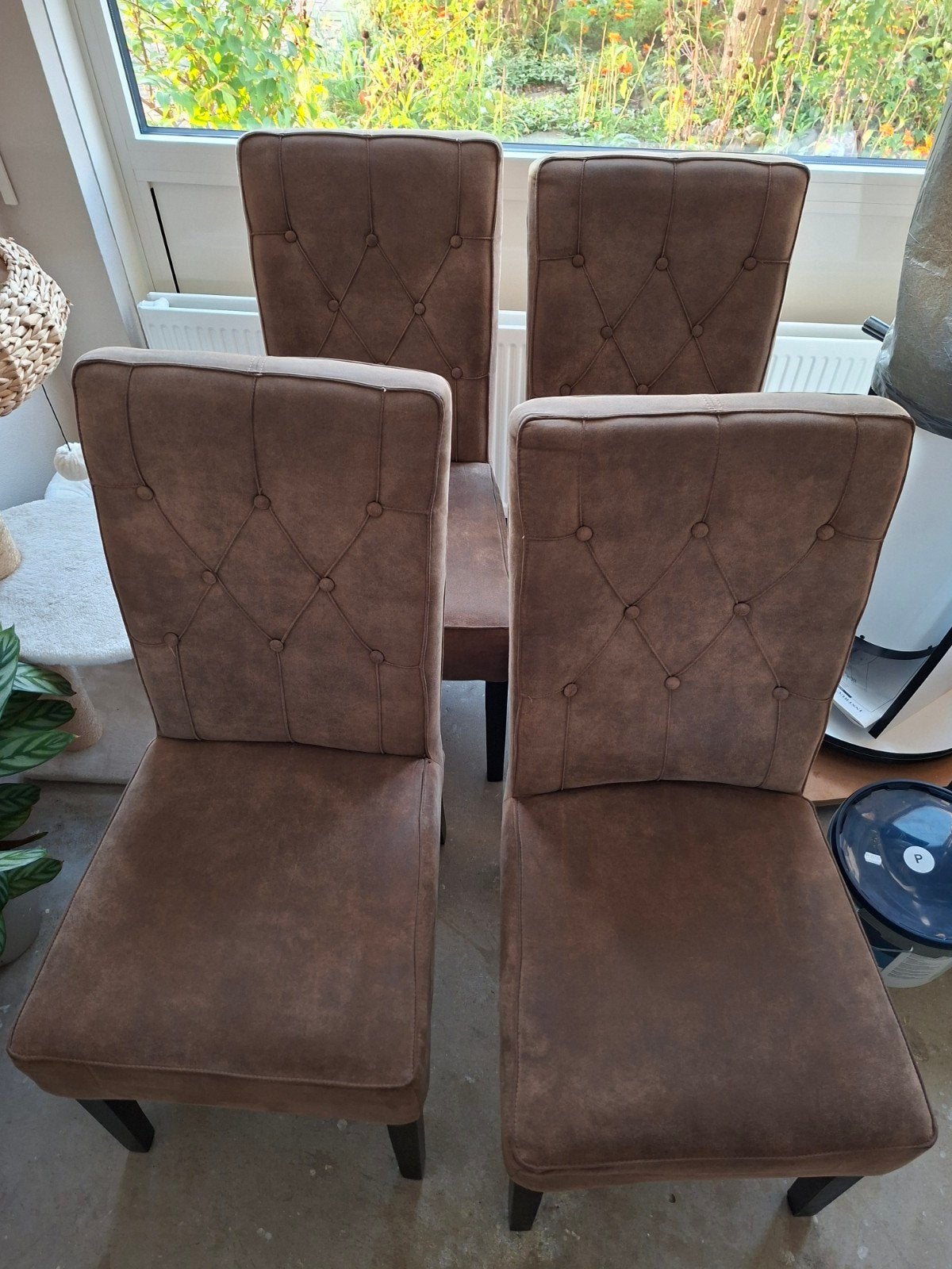 4 eetkamerstoelen bruin van Haco, Ophalen, Gebruikt, Landelijk modern, Bruin