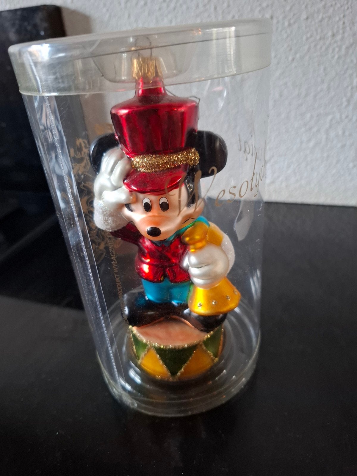 glazen disney ornament mickey mouse muzikant, Ophalen, Mickey Mouse, Beeldje of Figuurtje