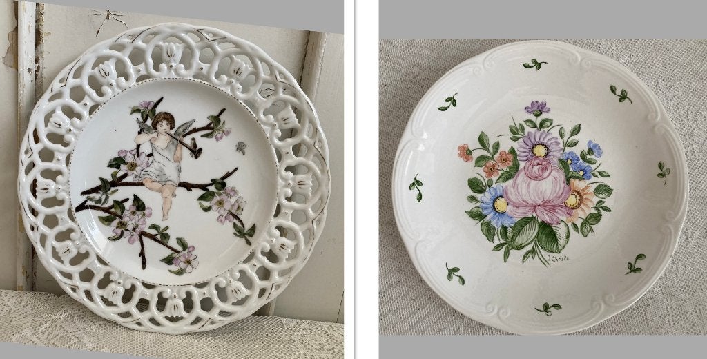 2x Brocante bord - sierbord - serveerschaal - schaal, Antiek en Kunst, Antiek | Servies los, Ophalen of Verzenden
